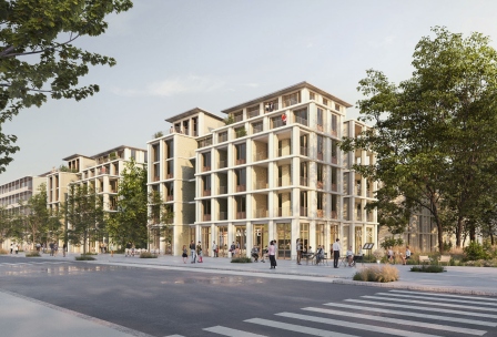 Perspective du projet depuis l'avenue de l'Yser
